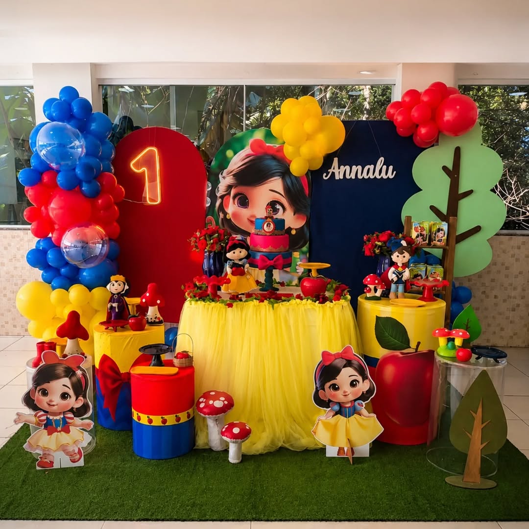 Decoração colorida para aniversário infantil