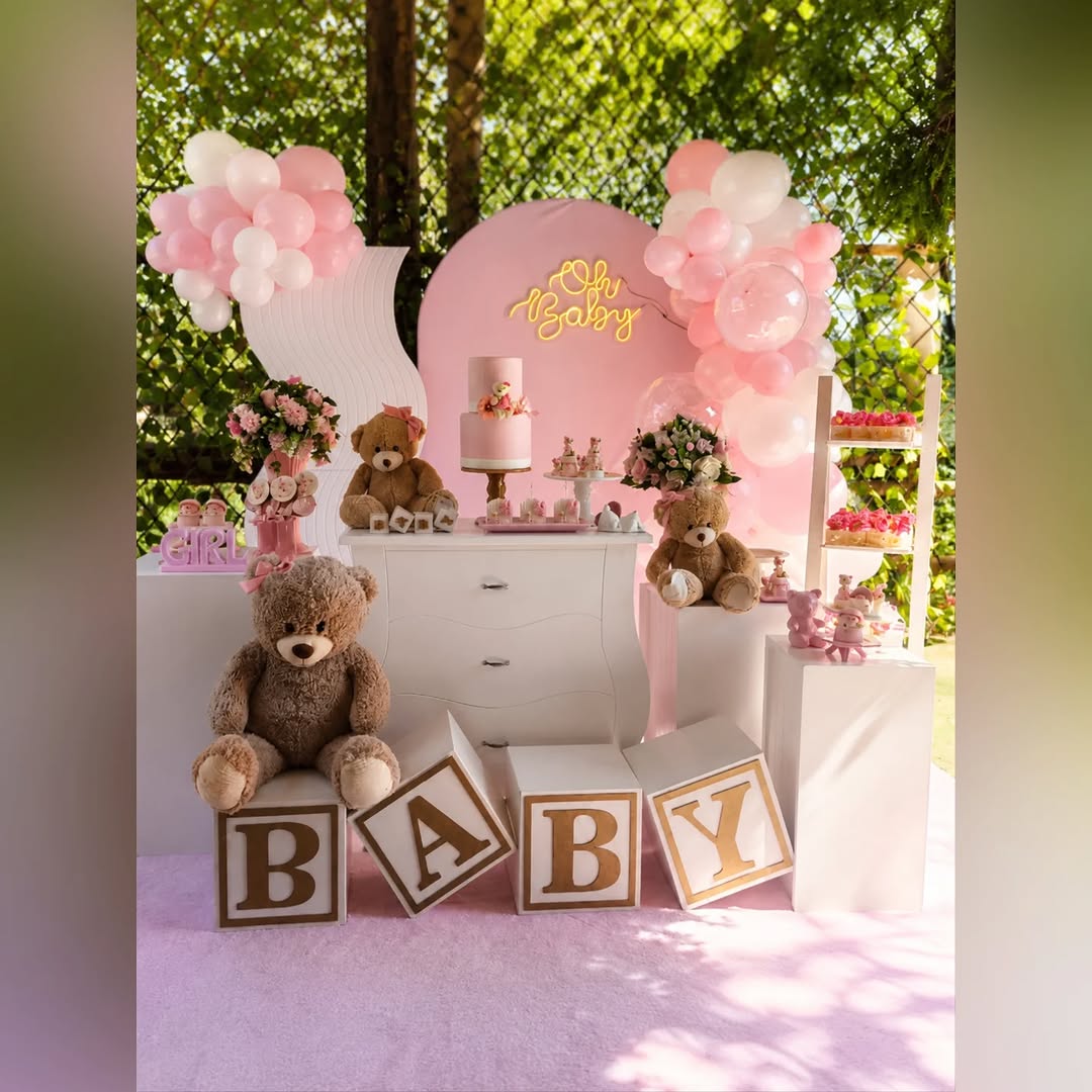 Decoração delicada para chá de bebê